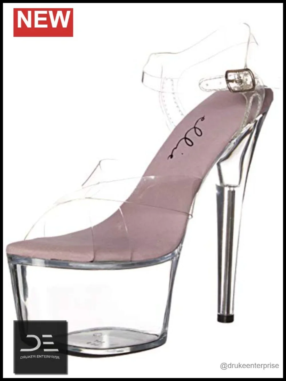 Clear Platform Sandals Ankle Strap Open Toe 7 Inch Heel